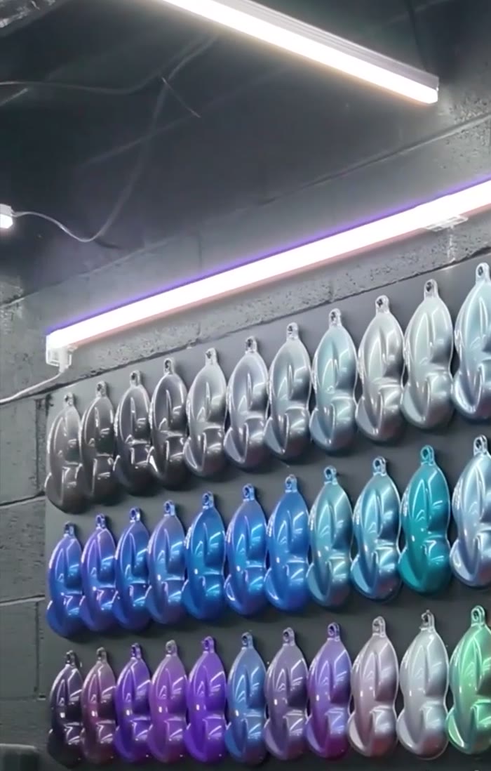 Peelclear colour swatches showing solid, pearl, iridescent and colour-shift finishes